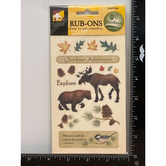 NATURE Rub Ons Outdoor Adventure Animal Transfers / STICKER MOOSE BEAR RO-1018 - Picture 2 of 3
